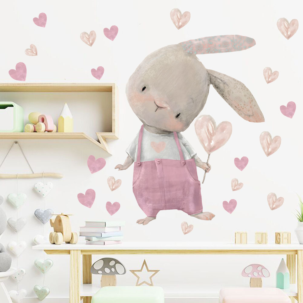 Cute Bunny Hearts Wall Sticker - огляд і ціна Baby Nursery Wallpaper Girl