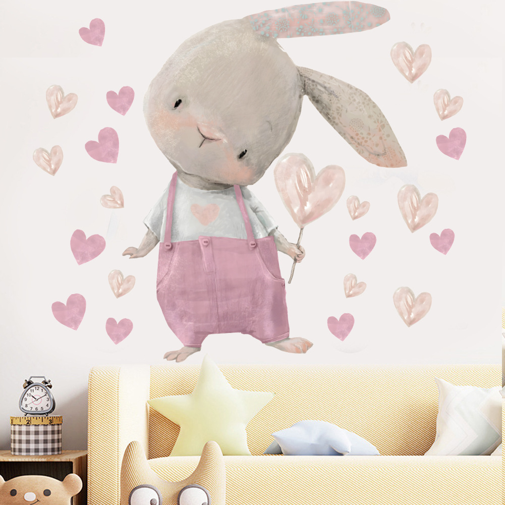 Cute Bunny Hearts Wall Sticker - огляд і ціна Baby Nursery Wallpaper Girl