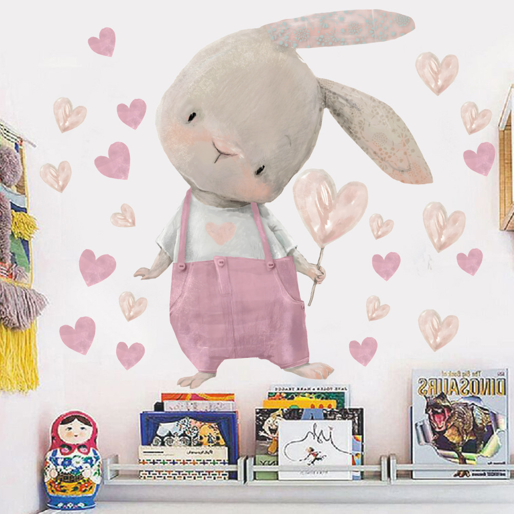 Cute Bunny Hearts Wall Sticker - огляд і ціна Baby Nursery Wallpaper Girl