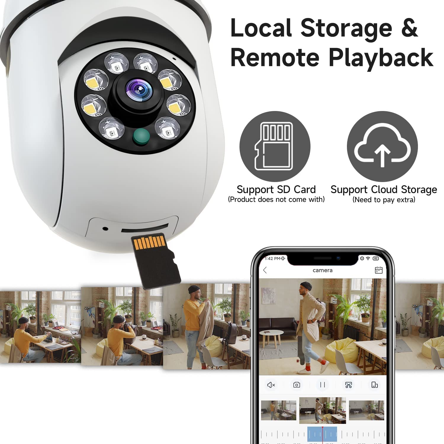 8MP E27 Bulb Surveillance Came - огляд і ціна Baby Monitor Split Screen