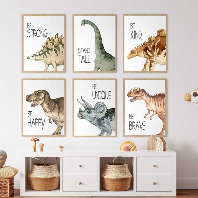Watercolor Dinosaur Poster Nur - огляд і ціна Baby Nursery Things