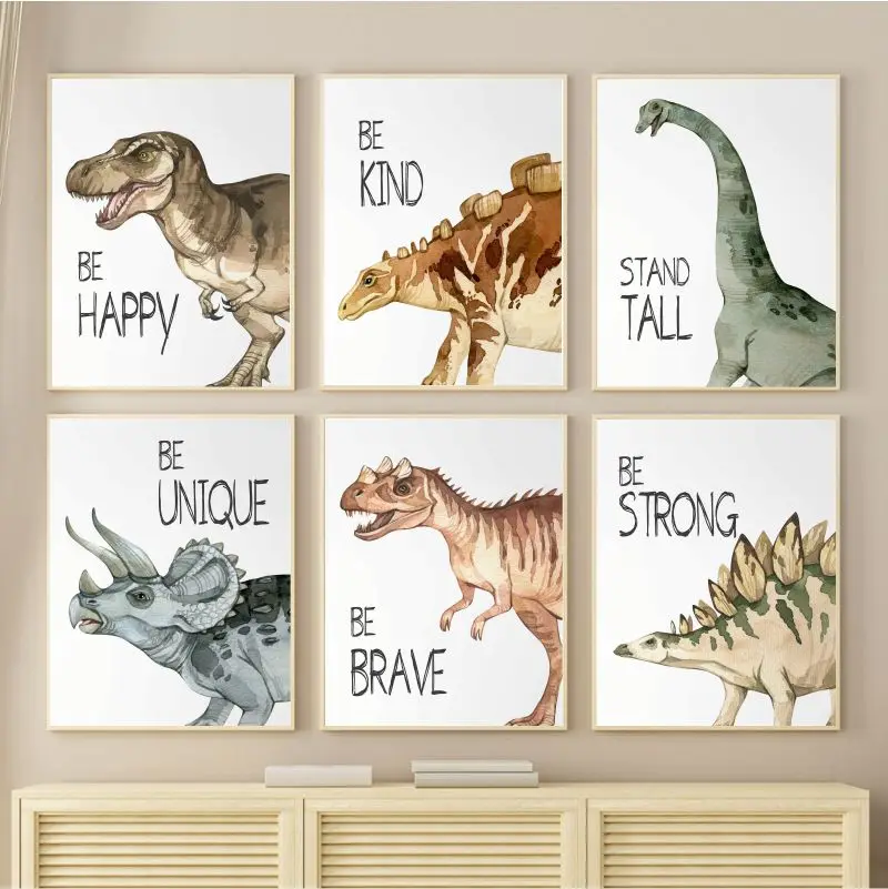 Watercolor Dinosaur Poster Nur - огляд і ціна Baby Nursery Things