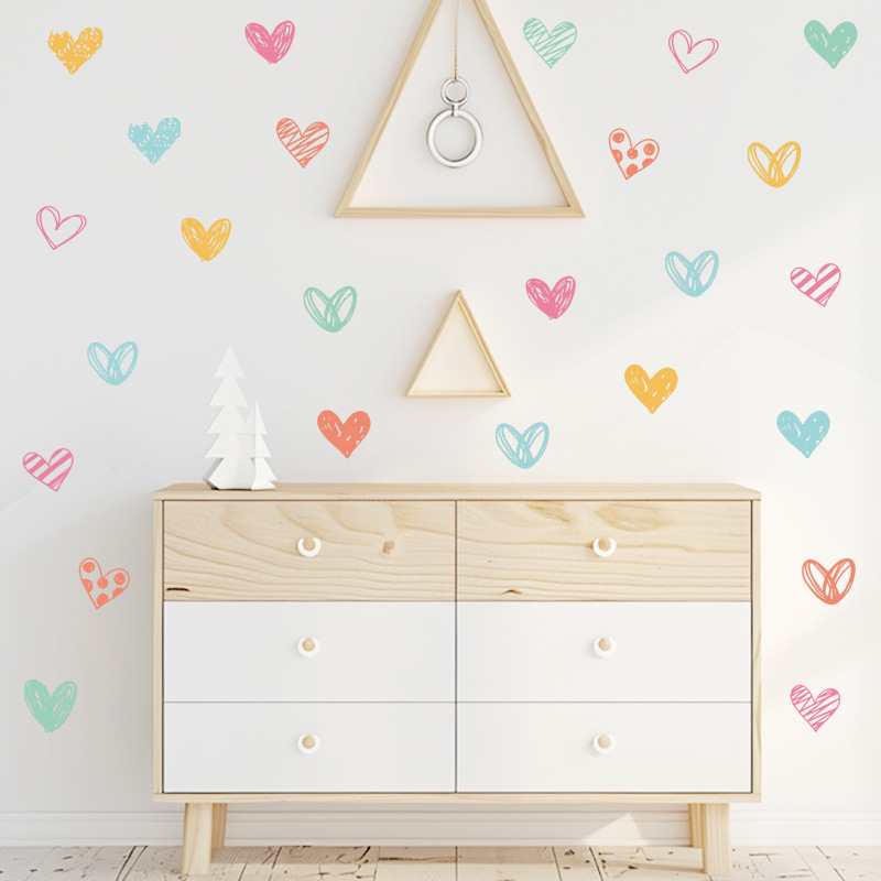 New Colorful Heart Wall Sticke - огляд і ціна Baby Nursery Wallpaper Girl