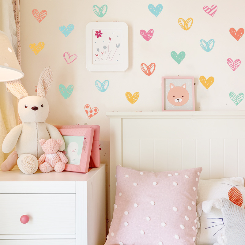 New Colorful Heart Wall Sticke - огляд і ціна Baby Nursery Wallpaper Girl