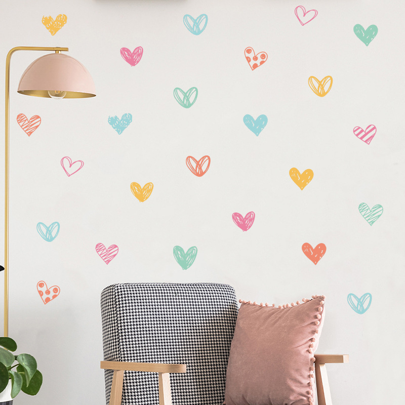 New Colorful Heart Wall Sticke - огляд і ціна Baby Nursery Wallpaper Girl