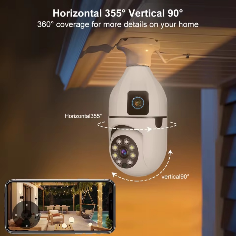 8MP WiFi IP Camera E27 Bulb Du - огляд і ціна Baby Monitor Split Screen