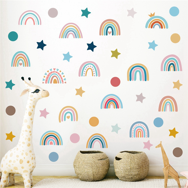 AEE2-Boho Rainbow Wall Decals  - огляд і ціна Baby Nursery Wallpaper Girl