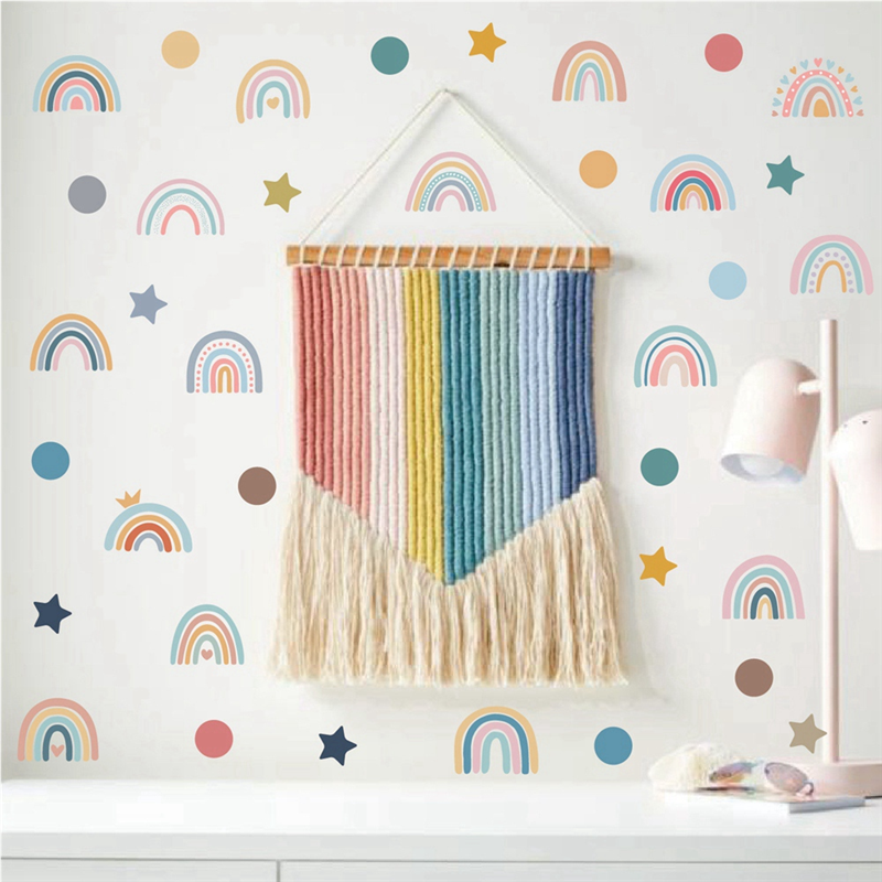 AEE2-Boho Rainbow Wall Decals  - огляд і ціна Baby Nursery Wallpaper Girl