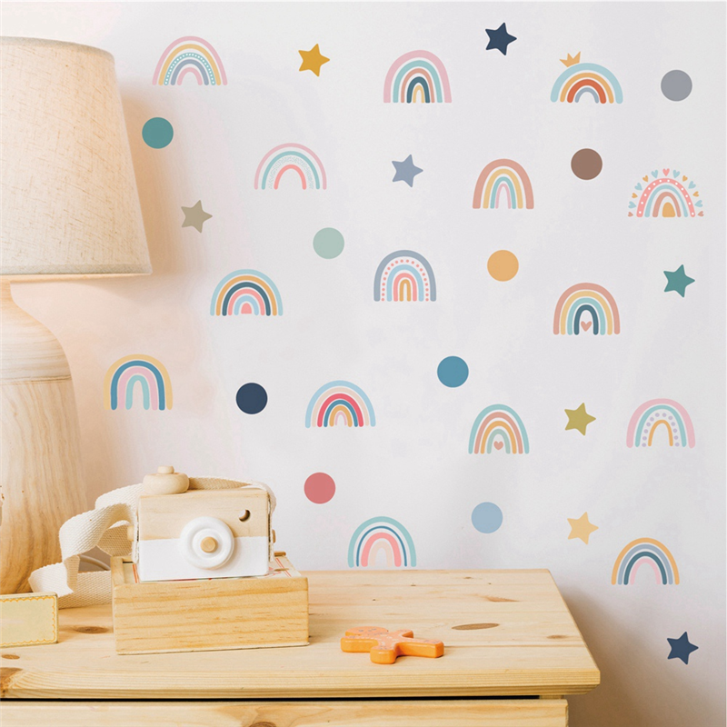 AEE2-Boho Rainbow Wall Decals  - огляд і ціна Baby Nursery Wallpaper Girl