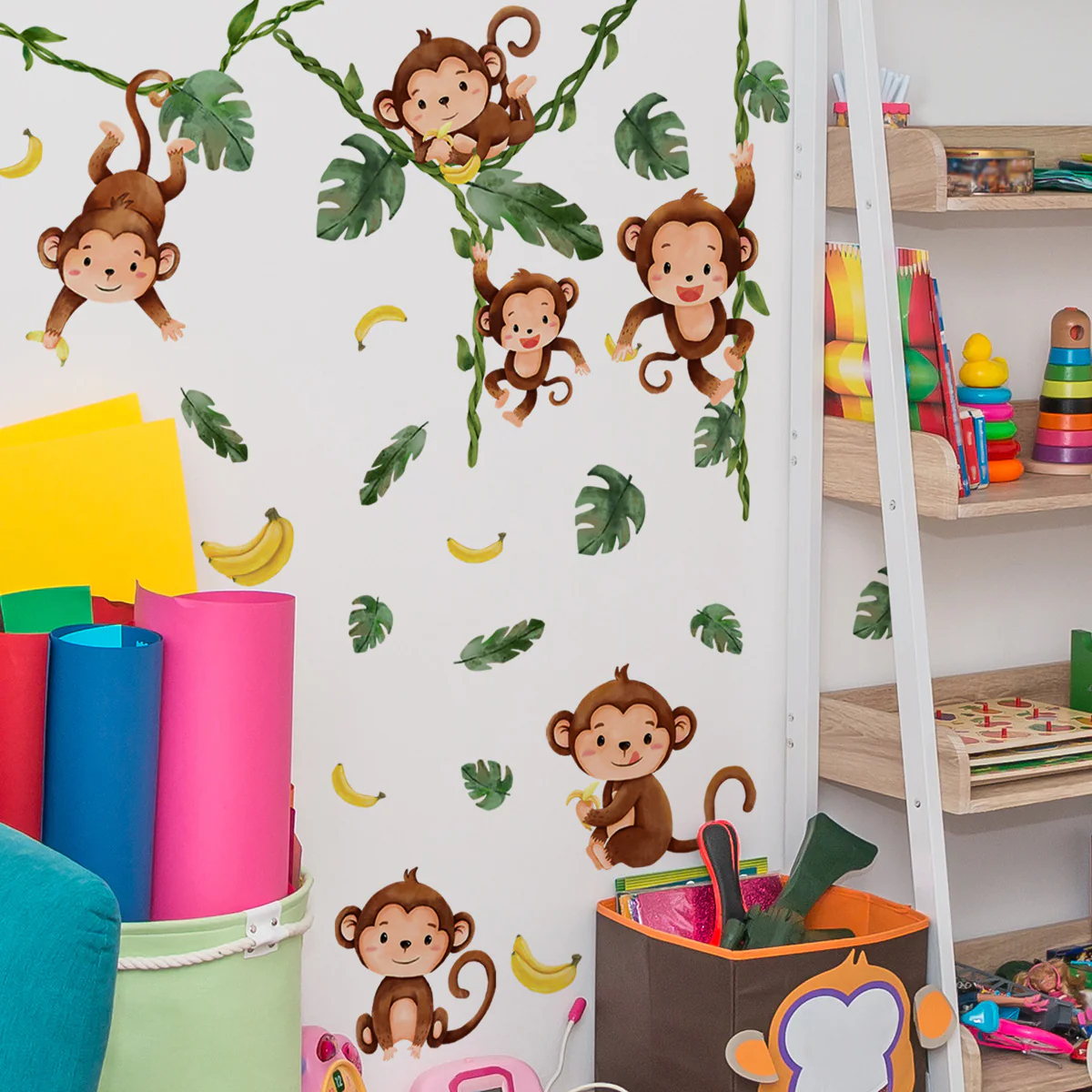 Watercolor Monkeys Tree Vines  - огляд і ціна Baby Nursery Tree