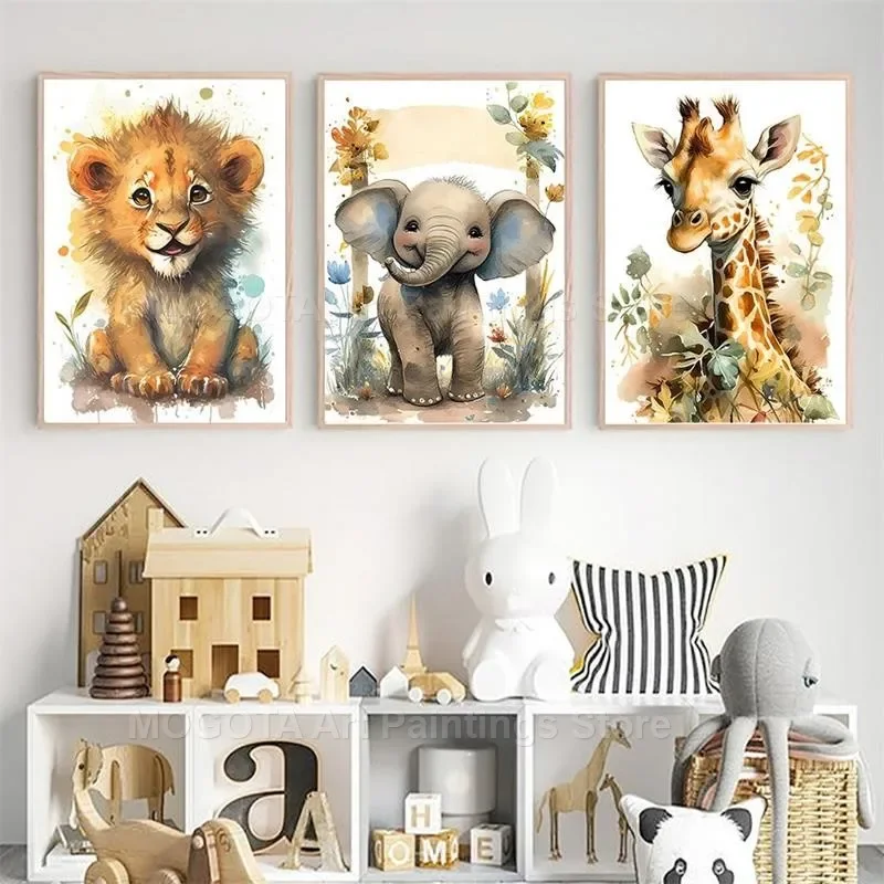 Watercolor Lion Giraffe Tiger  - огляд і ціна Baby Nursery Things