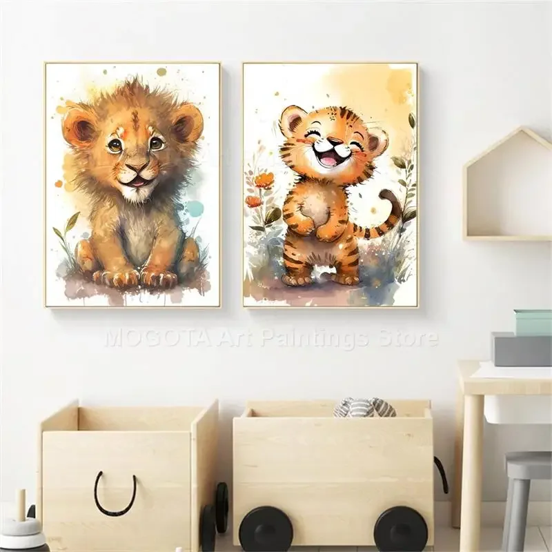 Watercolor Lion Giraffe Tiger  - огляд і ціна Baby Nursery Things