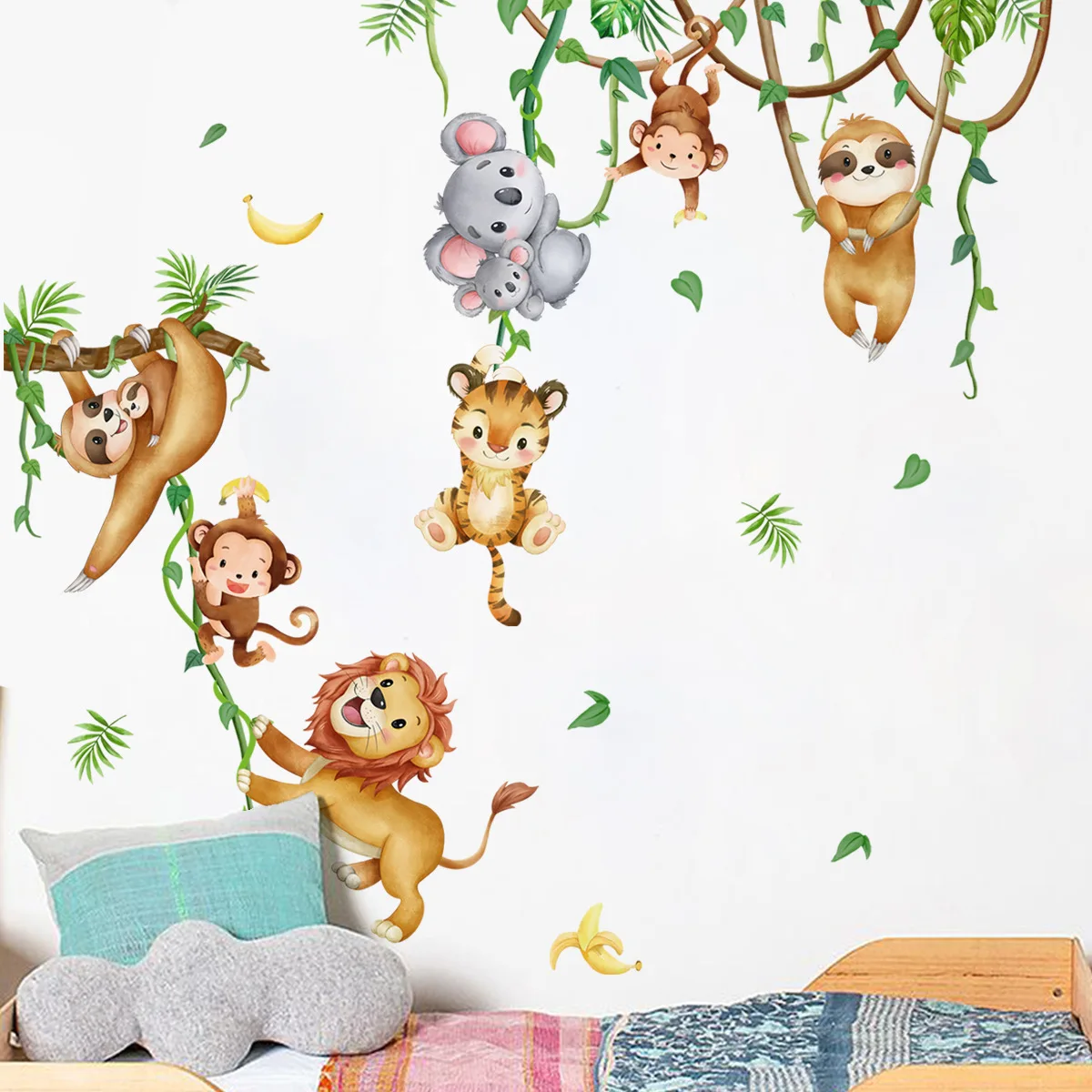Forest Animal Lion Sloth Monke - огляд і ціна Baby Nursery Wallpaper Girl