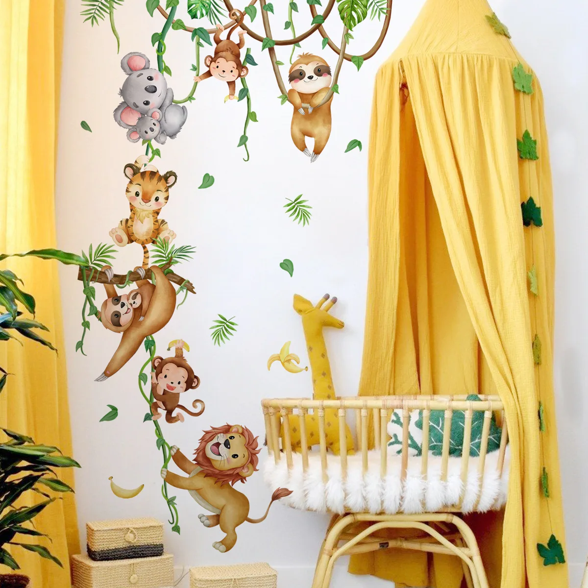 Forest Animal Lion Sloth Monke - огляд і ціна Baby Nursery Wallpaper Girl