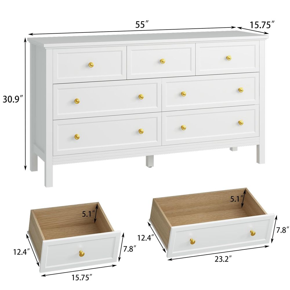 White Dresser for Bedroom, 7 D - огляд і ціна Drawer Dresser White