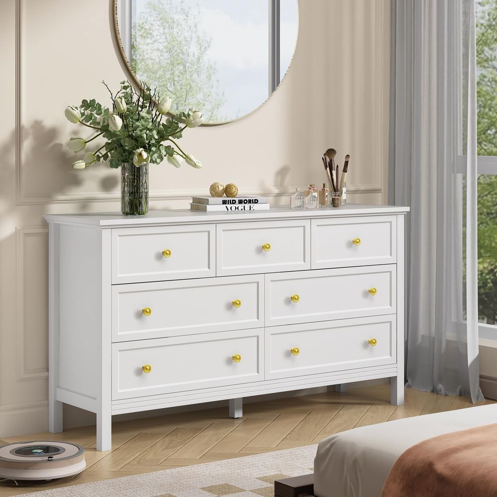 White Dresser for Bedroom, 7 D - огляд і ціна Drawer Dresser White