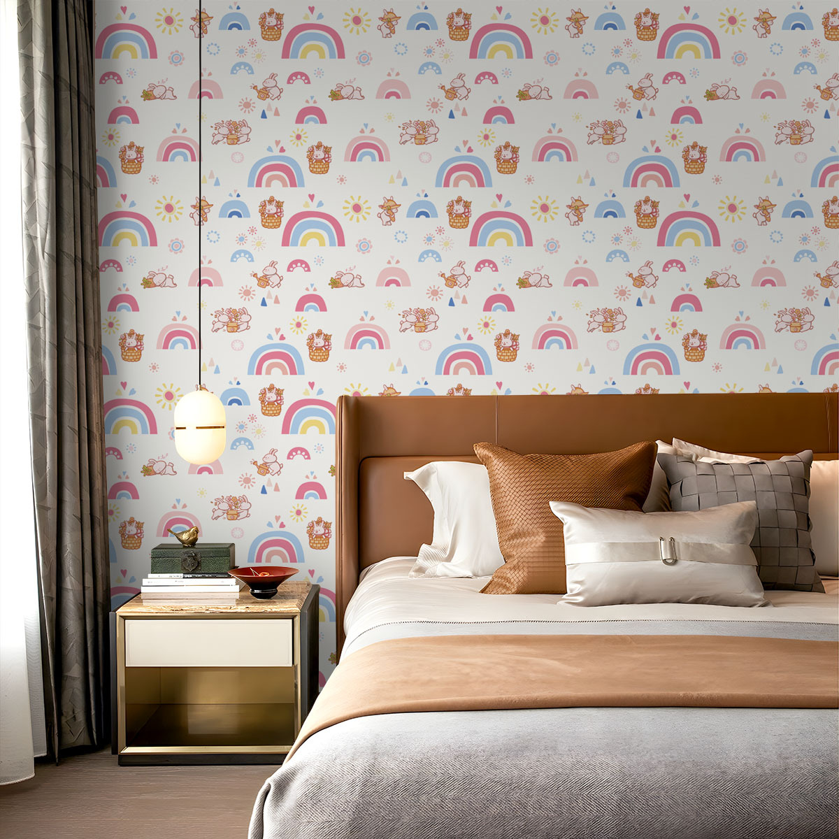 Boho Rainbow Kids Stick and Pe - огляд і ціна Baby Nursery Wallpaper Girl