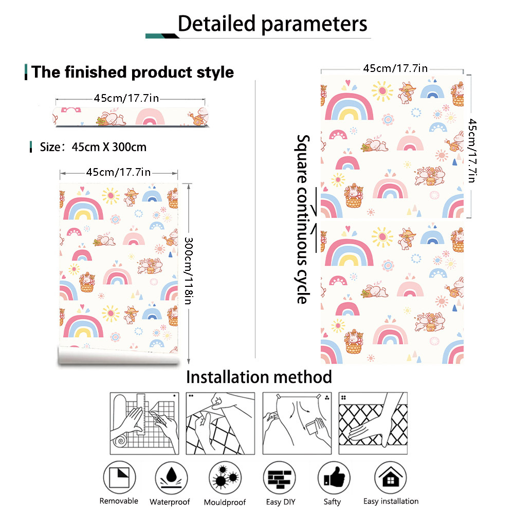 Boho Rainbow Kids Stick and Pe - огляд і ціна Baby Nursery Wallpaper Girl