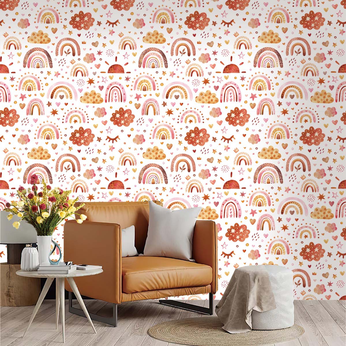 Boho Rainbow Kids Stick and Pe - огляд і ціна Baby Nursery Wallpaper Girl