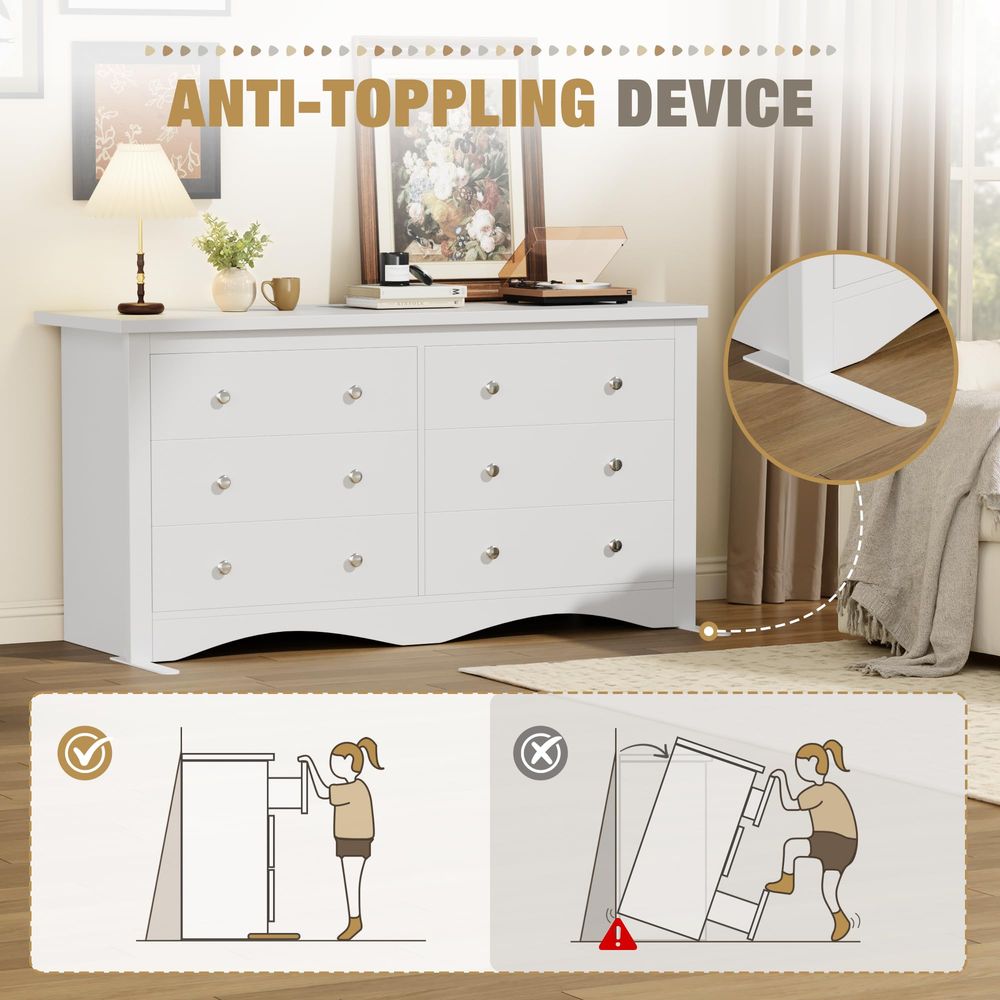 Dresser for Bedroom with 6 Dra - огляд і ціна Drawer Dresser White