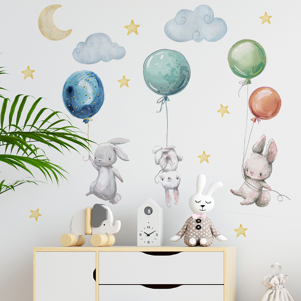 Cute Lovely Flying Rabbits Wal - огляд і ціна Baby Nursery Posters