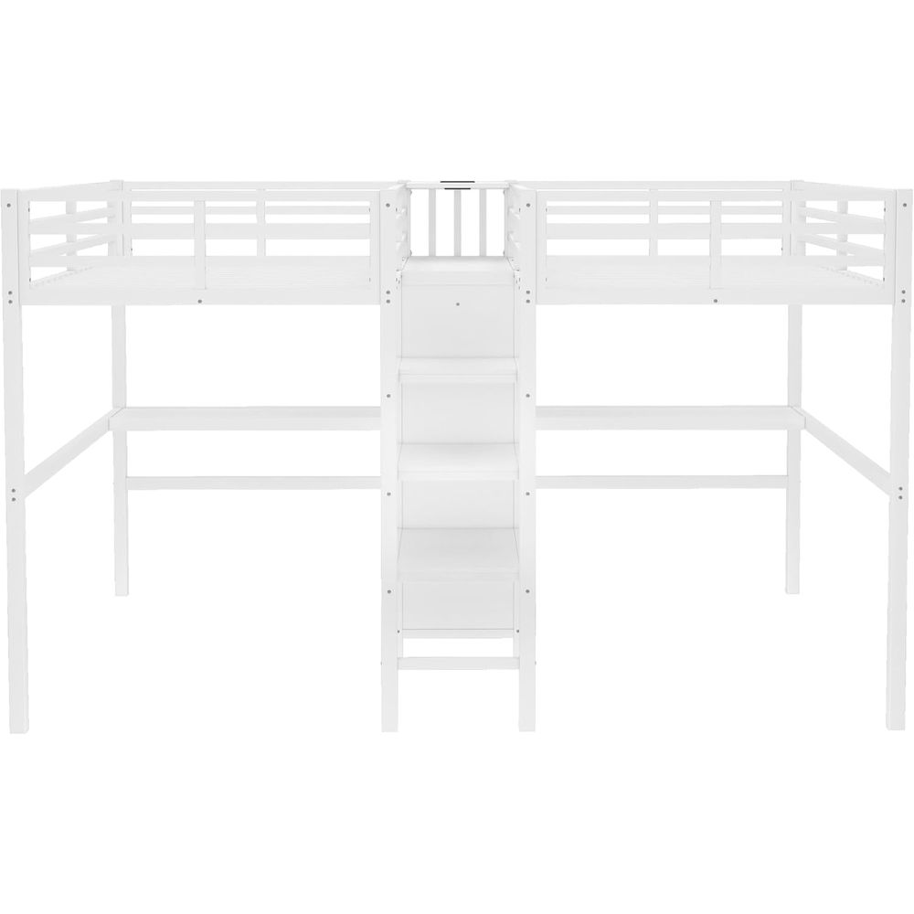 Twin Size Metal Bed with Desk, - огляд і ціна Drawer Dresser White