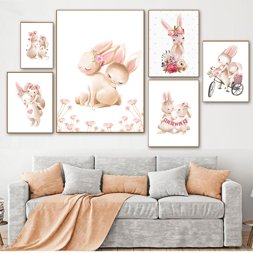 Pink Flowers Cartoon Picture G - огляд і ціна Baby Nursery Posters