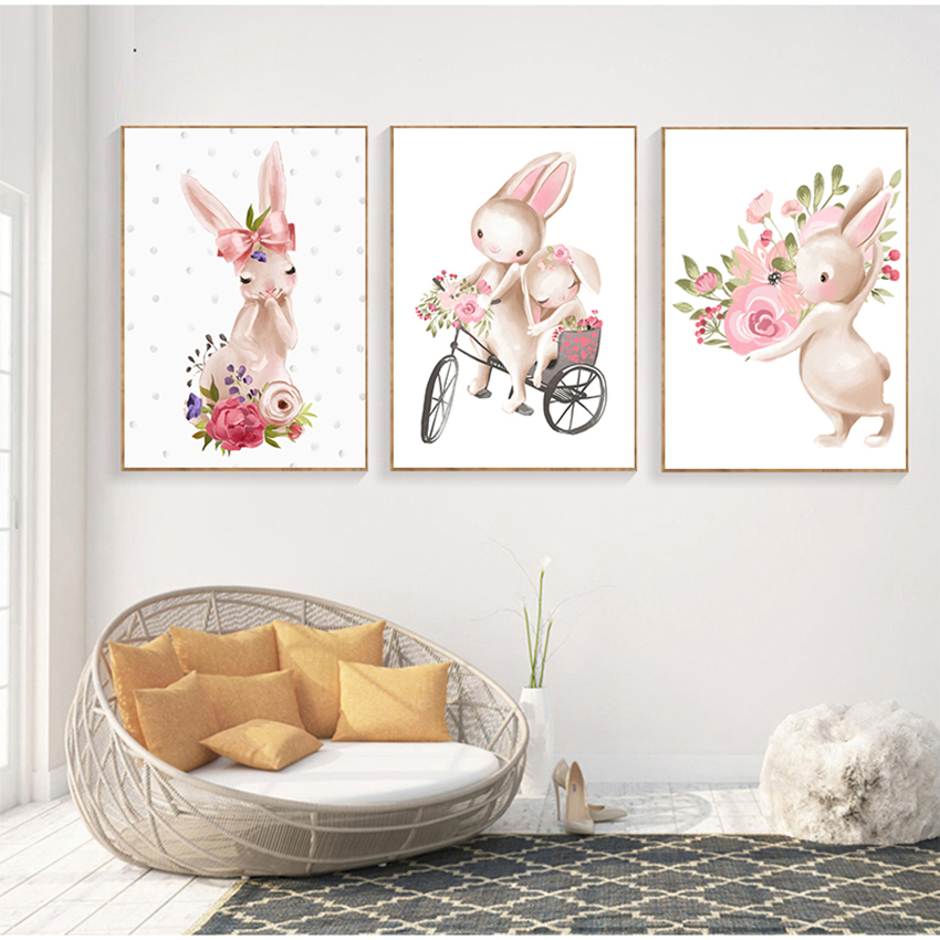 Pink Flowers Cartoon Picture G - огляд і ціна Baby Nursery Posters