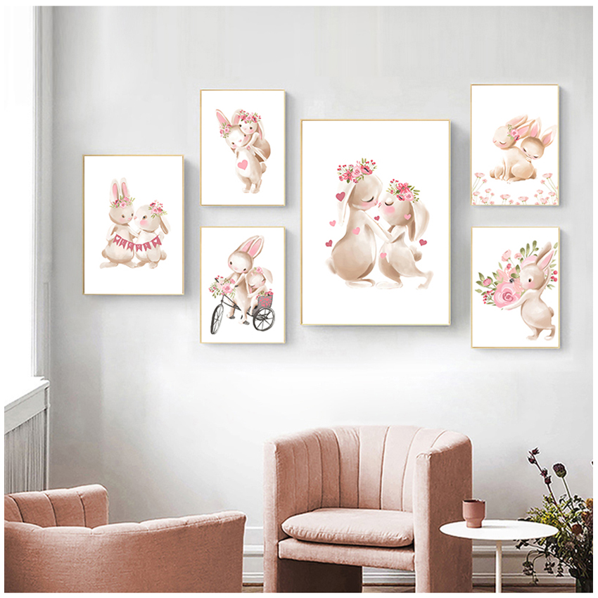 Pink Flowers Cartoon Picture G - огляд і ціна Baby Nursery Posters