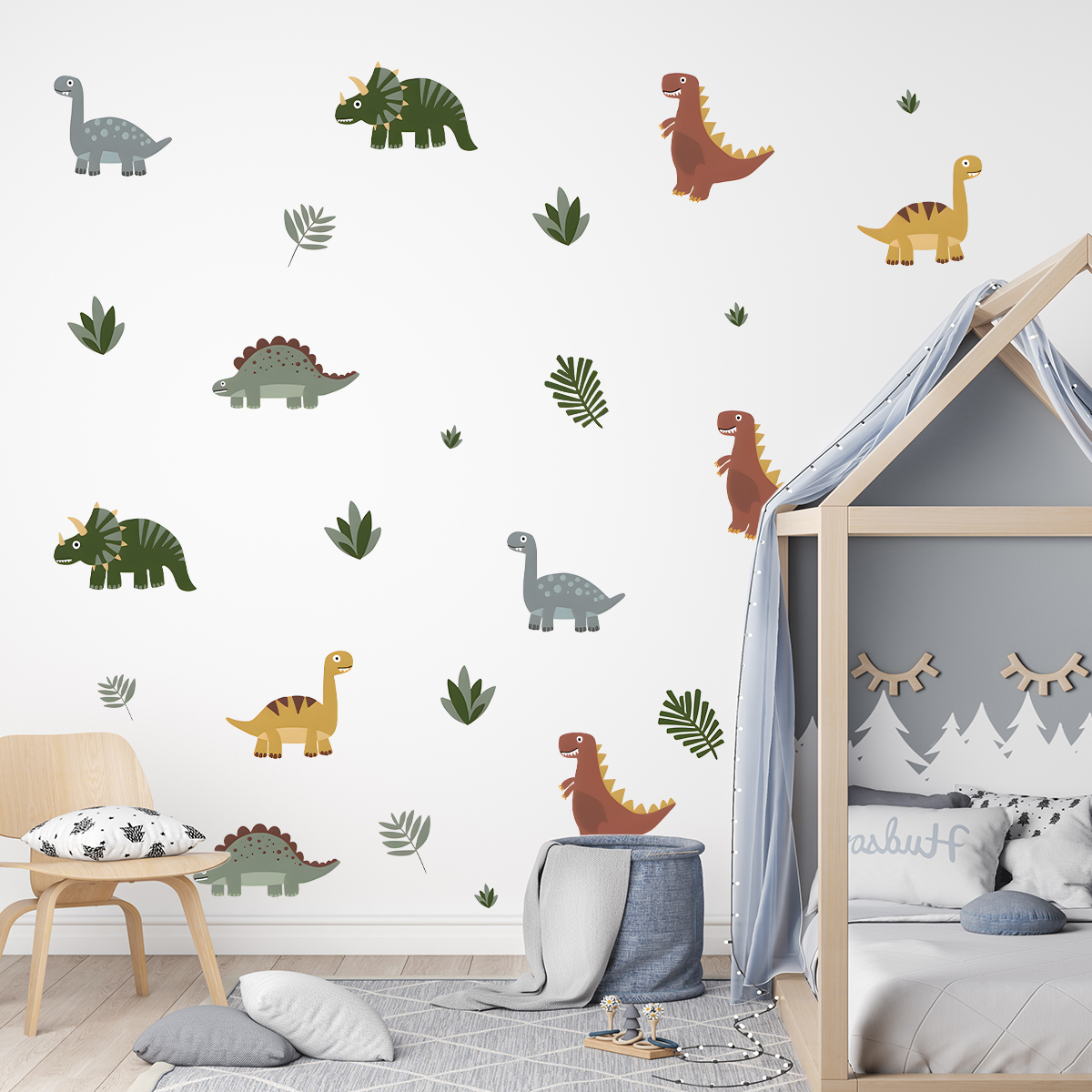 Cartoon Cute Dinosaur Leaf Ani - огляд і ціна Baby Nursery Wall Stickers