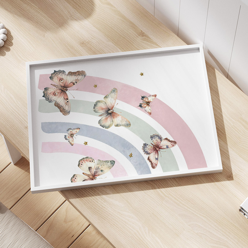 Pink Rainbow Butterfly Custom  - огляд і ціна Baby Nursery Posters