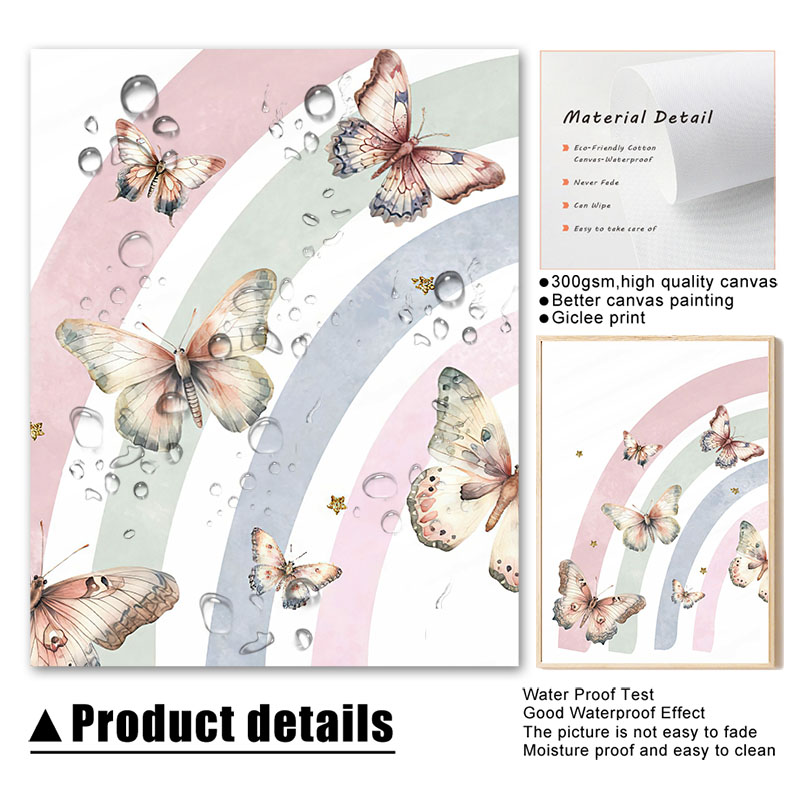 Pink Rainbow Butterfly Custom  - огляд і ціна Baby Nursery Posters