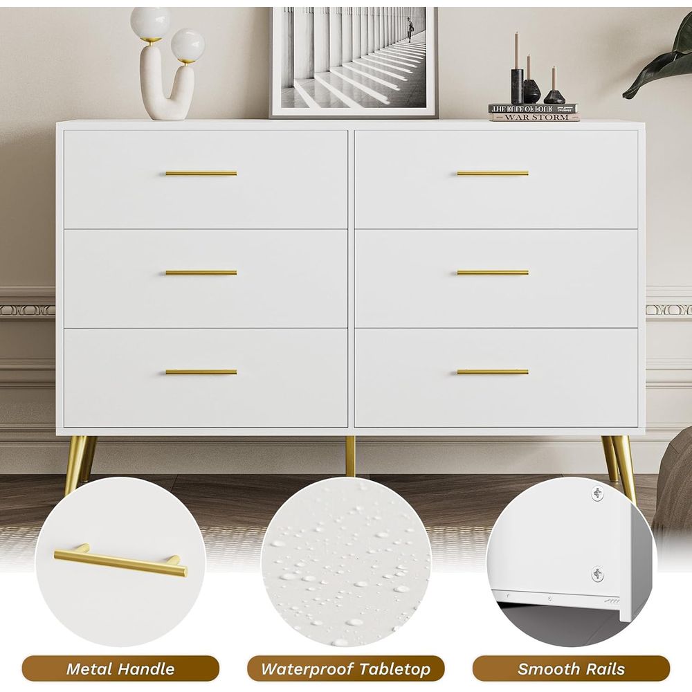 6-Drawer White Dresser with Go - огляд і ціна Drawer Dresser White