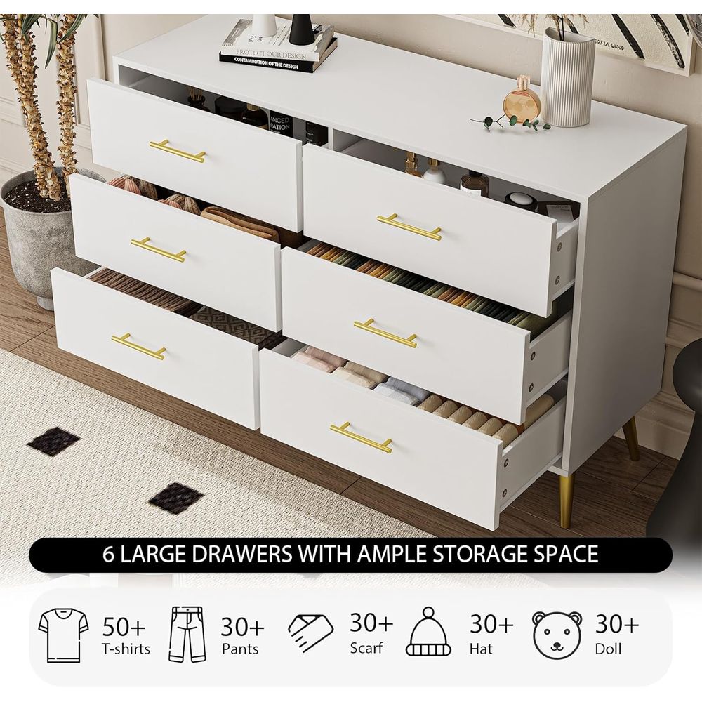 6-Drawer White Dresser with Go - огляд і ціна Drawer Dresser White