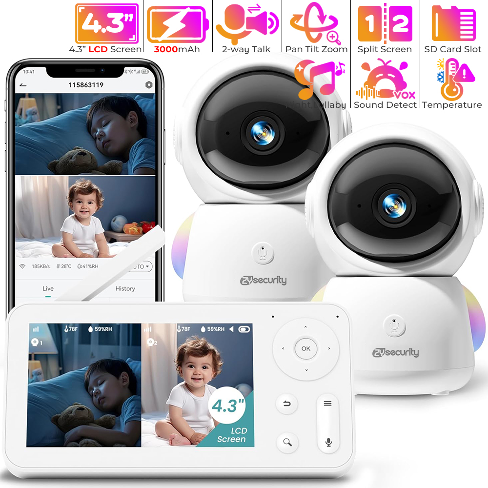 2K Baby Monitor with 2 Cameras - огляд і ціна Baby Monitor Split Screen
