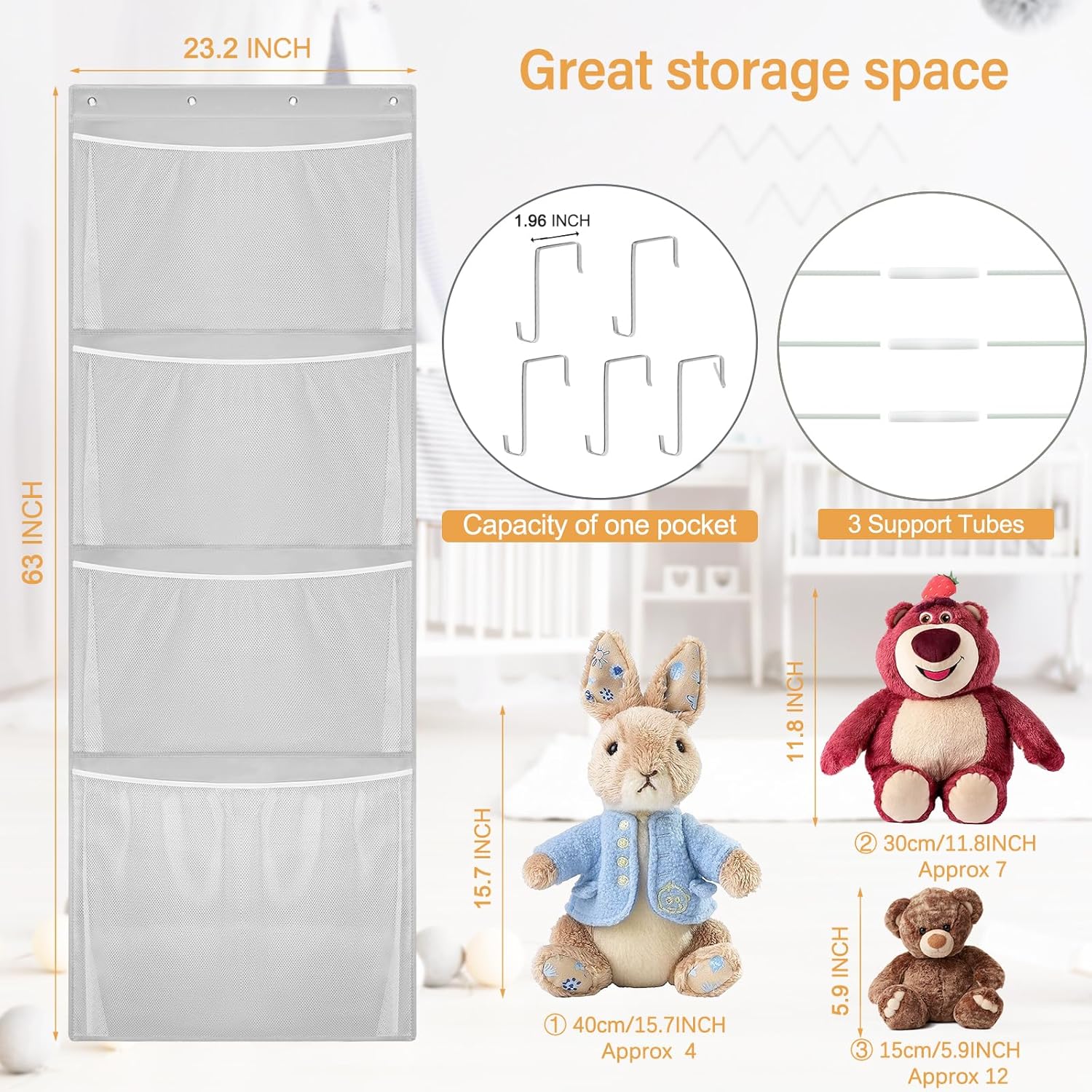 Hanging Stuffed Animal Storage - огляд і ціна Baby Nursery Images Free