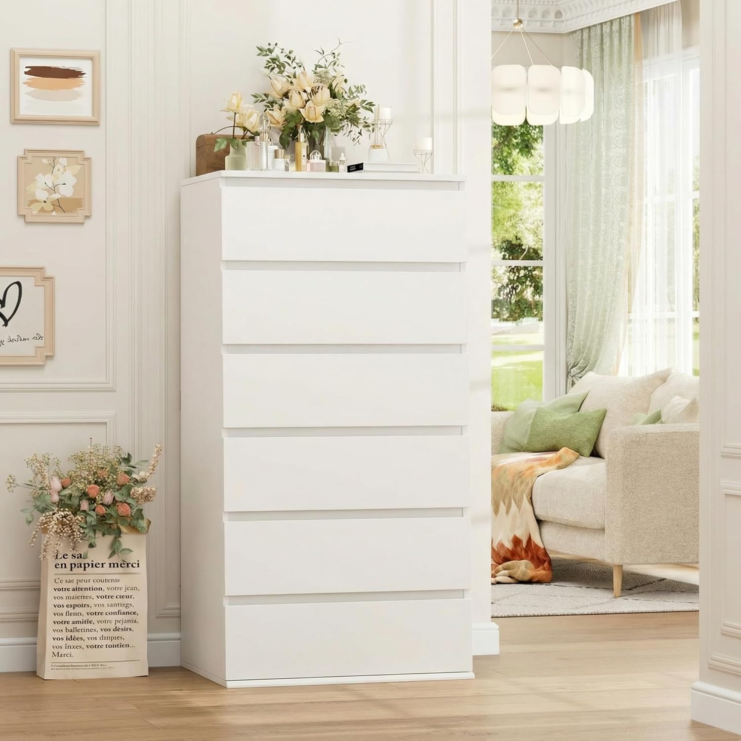 Modern Tall White Wooden Dress - огляд і ціна Drawer Dresser White