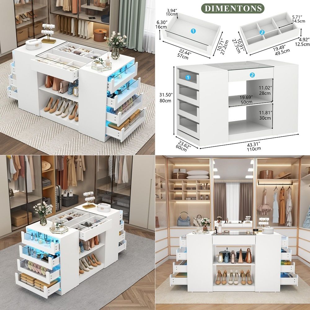 Closet Island with Drawers, Ar - огляд і ціна Drawer Dresser White
