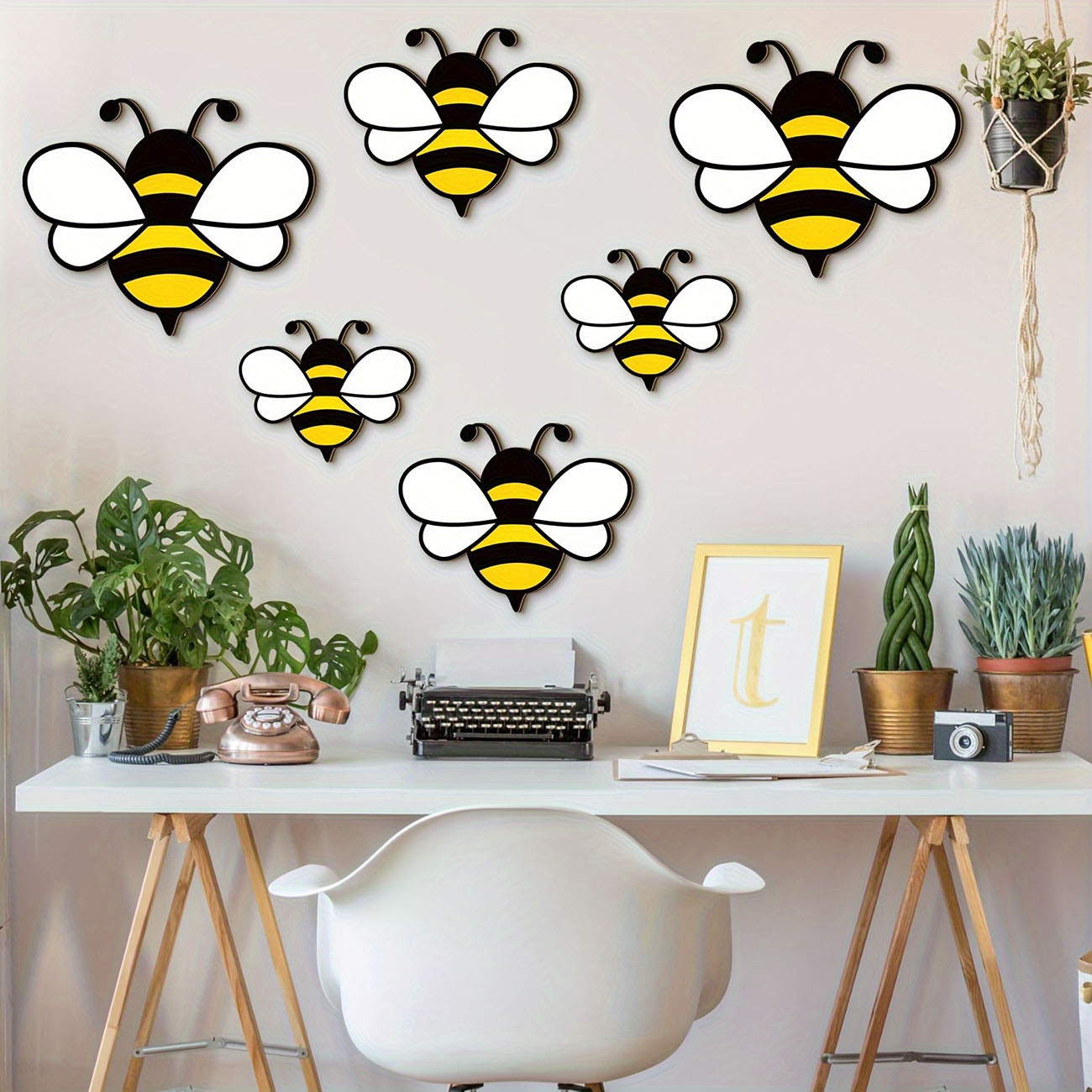 6Pcs Cute Bee Wooden Wall Stic - огляд і ціна Baby Nursery Wall Stickers