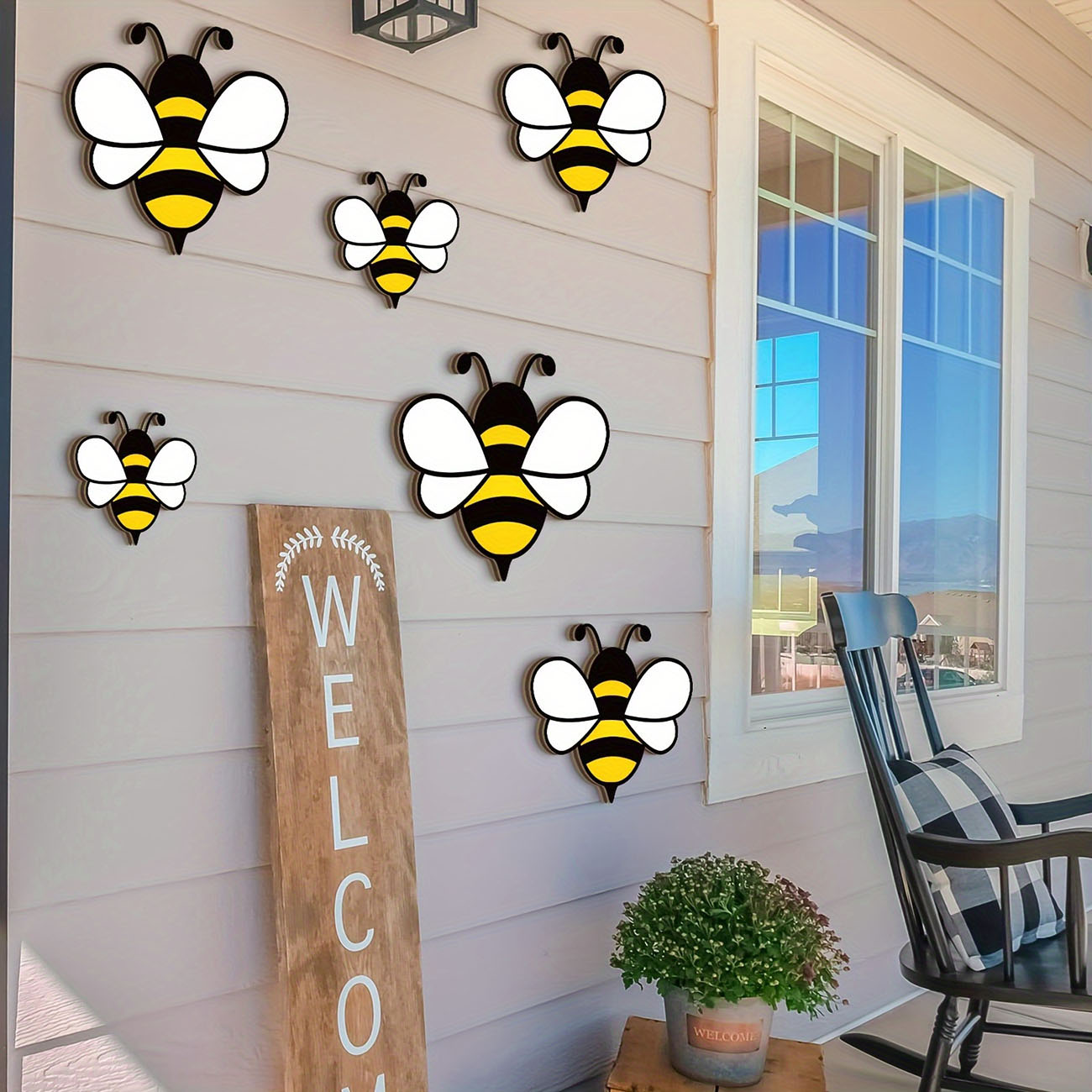 6Pcs Cute Bee Wooden Wall Stic - огляд і ціна Baby Nursery Wall Stickers