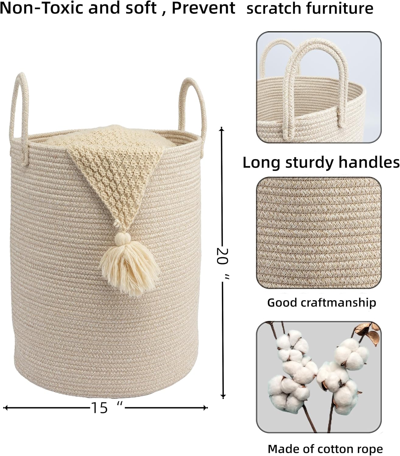 Woven Cotton Rope Laundry bask - огляд і ціна Baby Nursery Laundry Basket