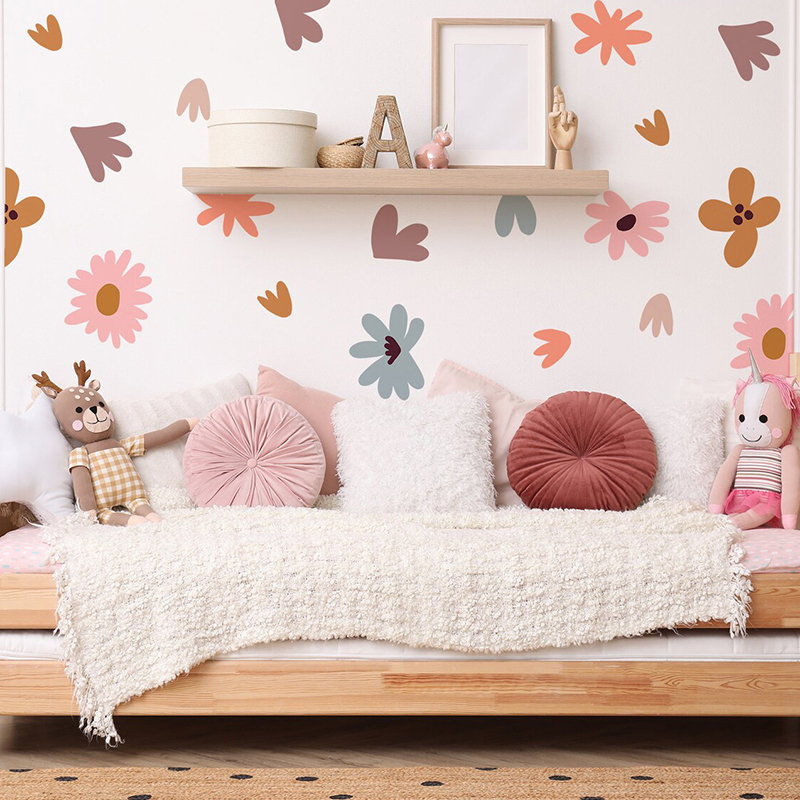 DIY Multicolored Flowers Wall  - огляд і ціна Baby Nursery Wallpaper Girl