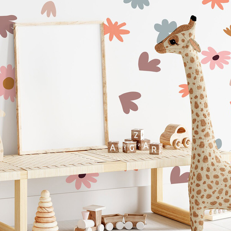 DIY Multicolored Flowers Wall  - огляд і ціна Baby Nursery Wallpaper Girl