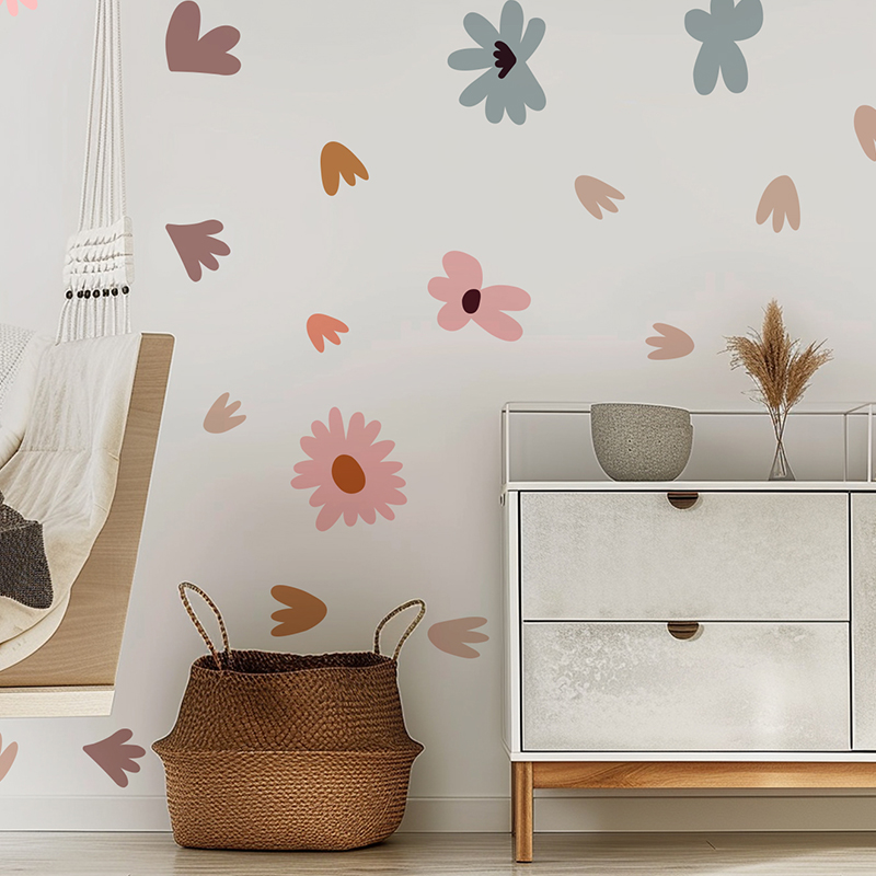DIY Multicolored Flowers Wall  - огляд і ціна Baby Nursery Wallpaper Girl