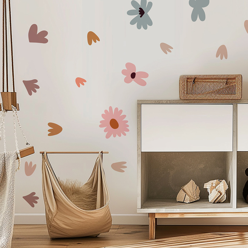 DIY Multicolored Flowers Wall  - огляд і ціна Baby Nursery Wallpaper Girl