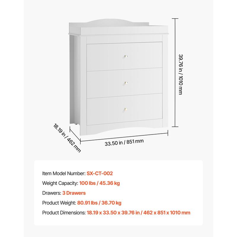 Changing Table Dresser, Baby D - огляд і ціна Drawer Dresser White